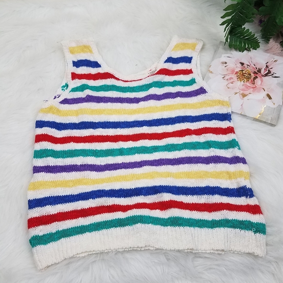 ESSEX FUNCTION TANK TOP STRIPED RAINBOW SZ L - Picture 5 of 8